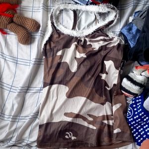 Furry camouflage tank top